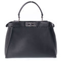 Fendi Peekaboo Selleria Medium 2-Way Shoulder Bag Black Leather