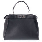 Fendi Peekaboo Selleria Medium 2-Way Shoulder Bag Black Leather
