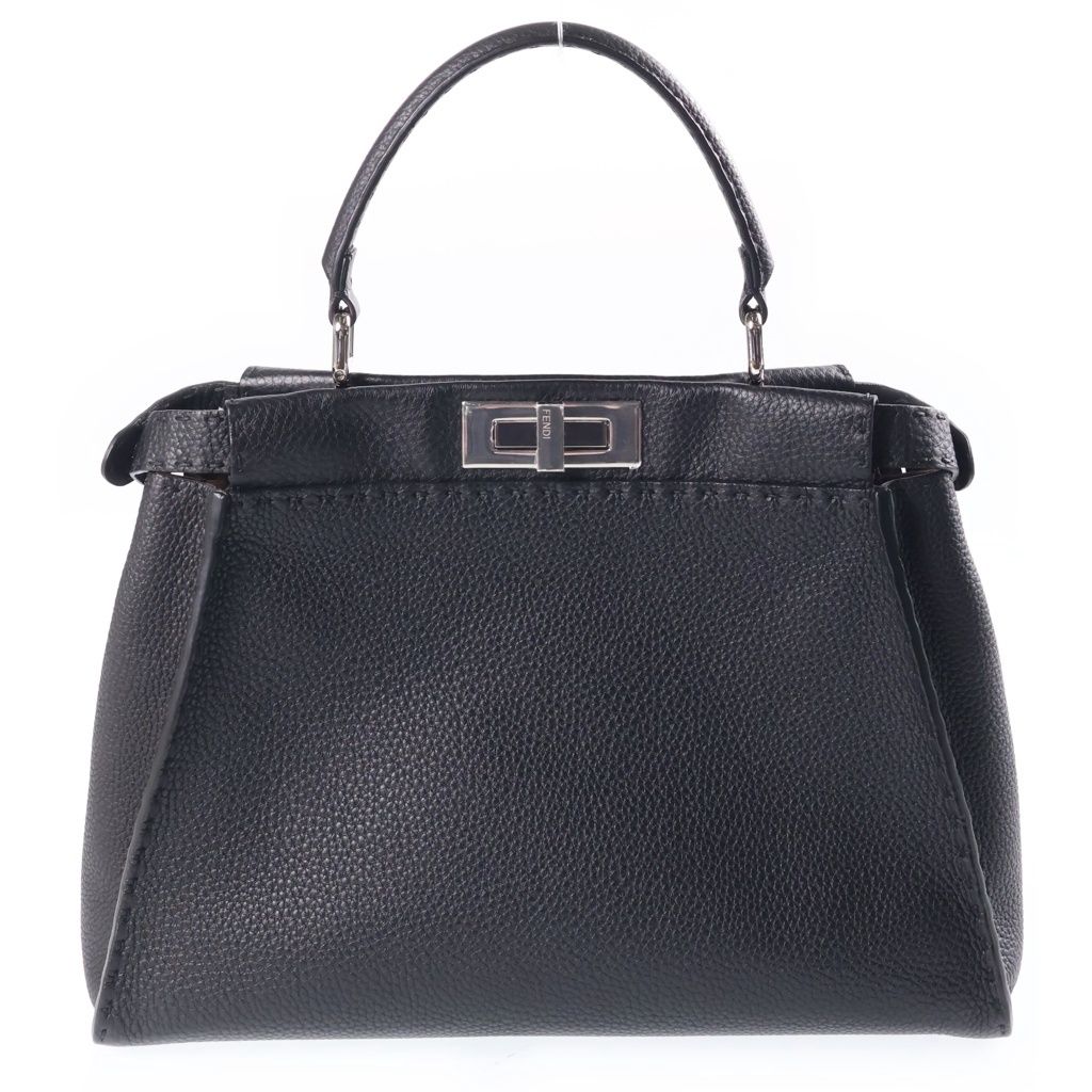 Fendi Peekaboo Selleria Medium 2-Way Shoulder Bag Black Leather