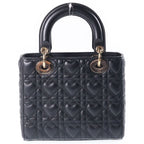 Dior Lady Dior Heart Cannage 2-Way Shoulder Bag Black Leather Gold — view 2