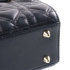 Dior Lady Dior Heart Cannage 2-Way Shoulder Bag Black Leather Gold — view 6