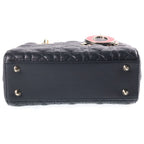 Dior Lady Dior Heart Cannage 2-Way Shoulder Bag Black Leather Gold — view 4