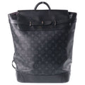 Louis Vuitton Monogram Eclipse Steamer Backpack Black Leather Silver