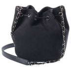 Chanel Deauville Drawstring Shoulder Bag Canvas Black — view 2
