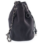 Chanel Deauville Drawstring Shoulder Bag Canvas Black — view 3