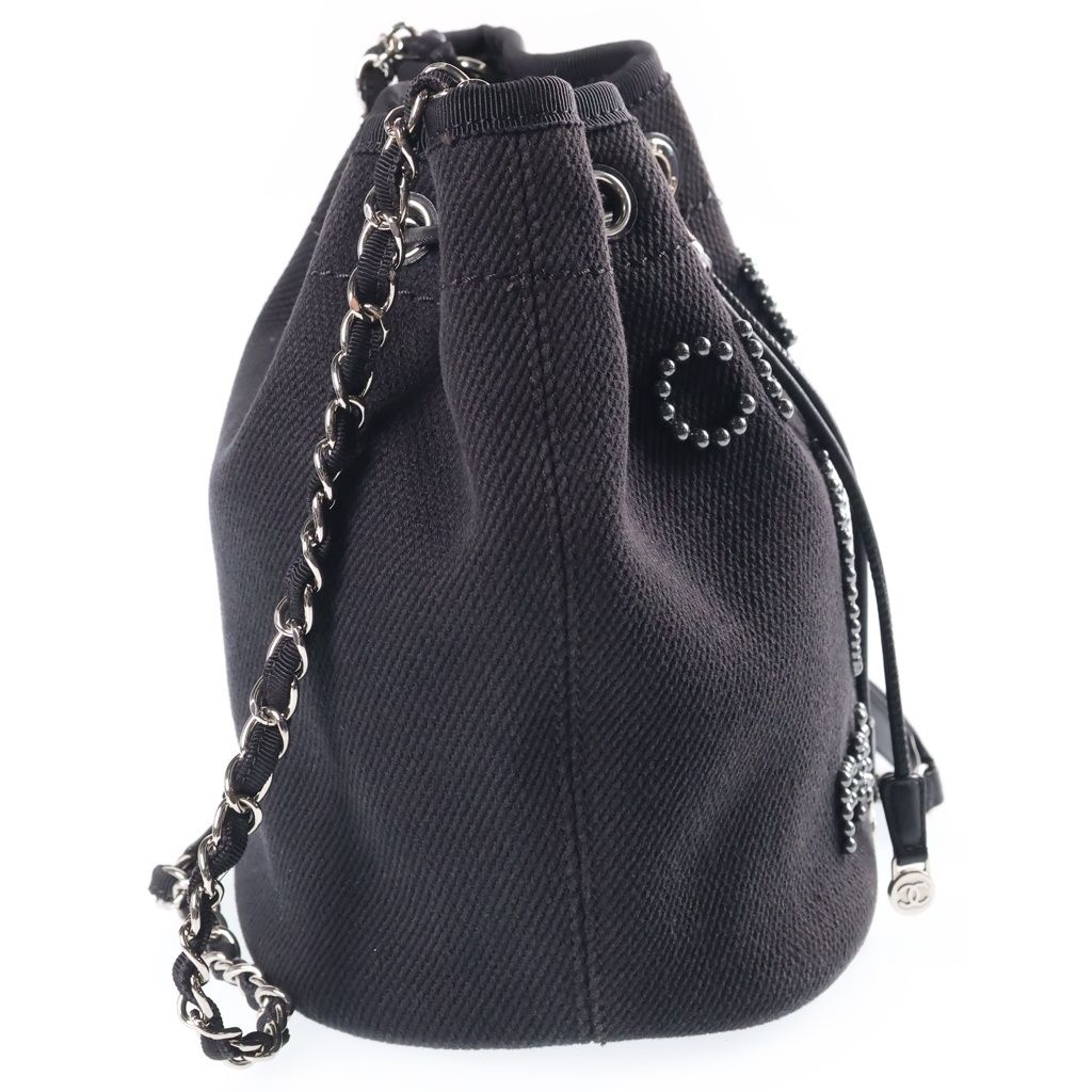 Chanel Deauville Drawstring Shoulder Bag Canvas Black — view 3