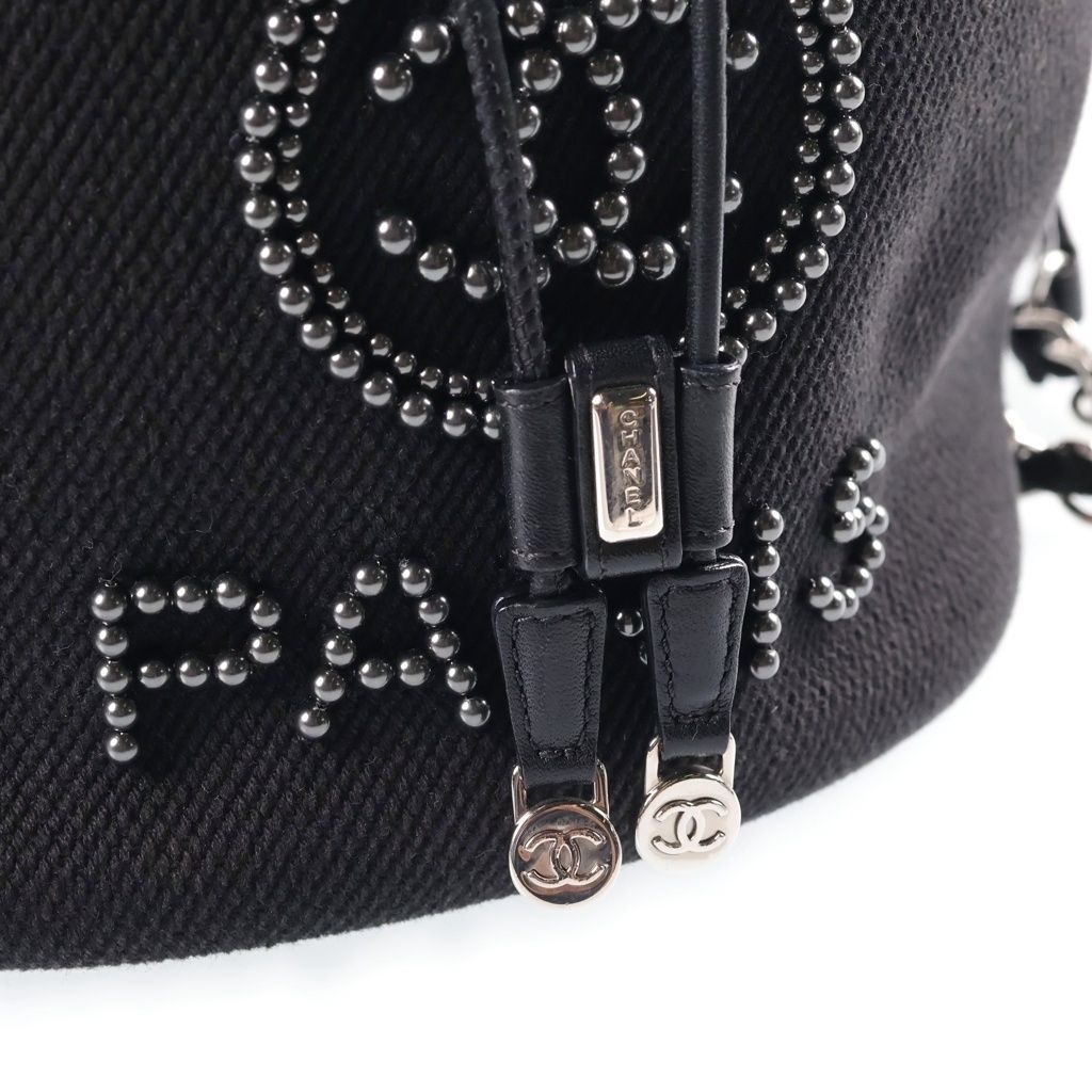 Chanel Deauville Drawstring Shoulder Bag Canvas Black — view 6
