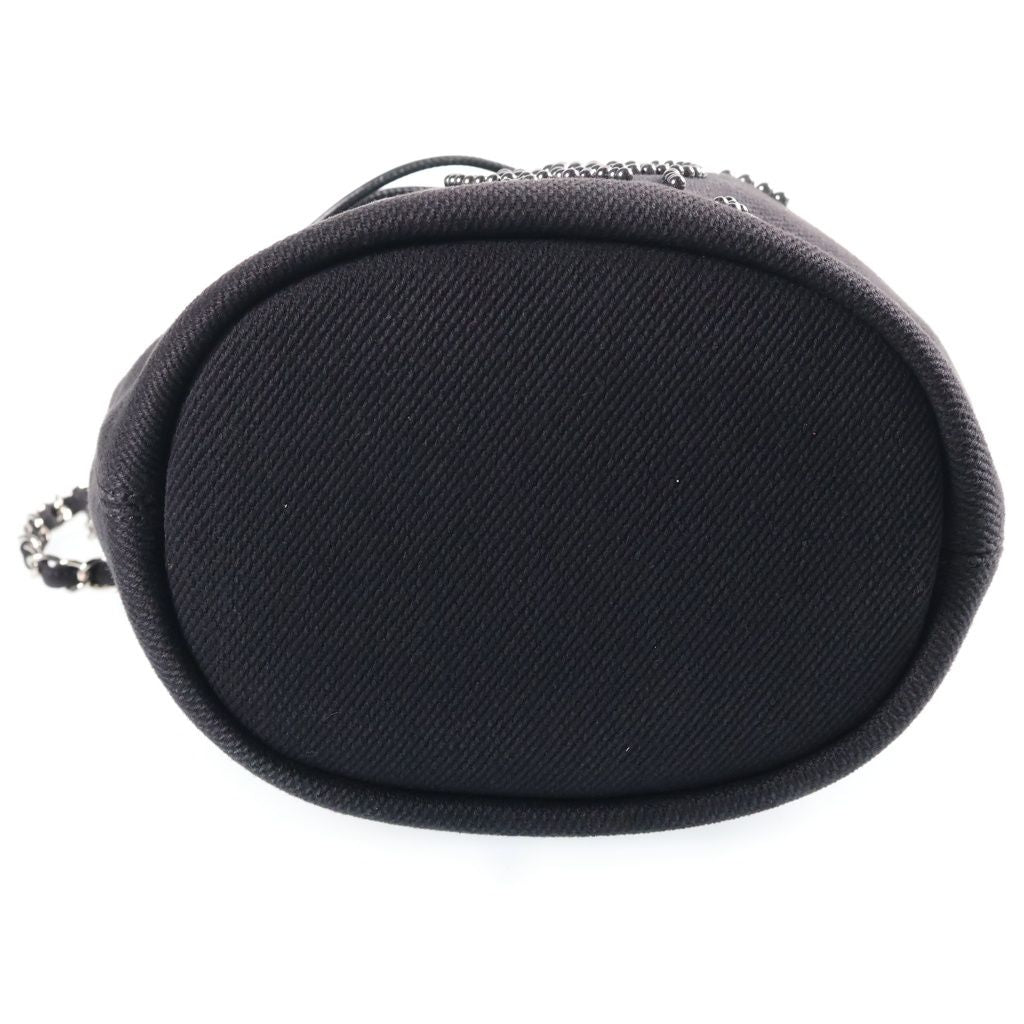 Chanel Deauville Drawstring Shoulder Bag Canvas Black — view 4