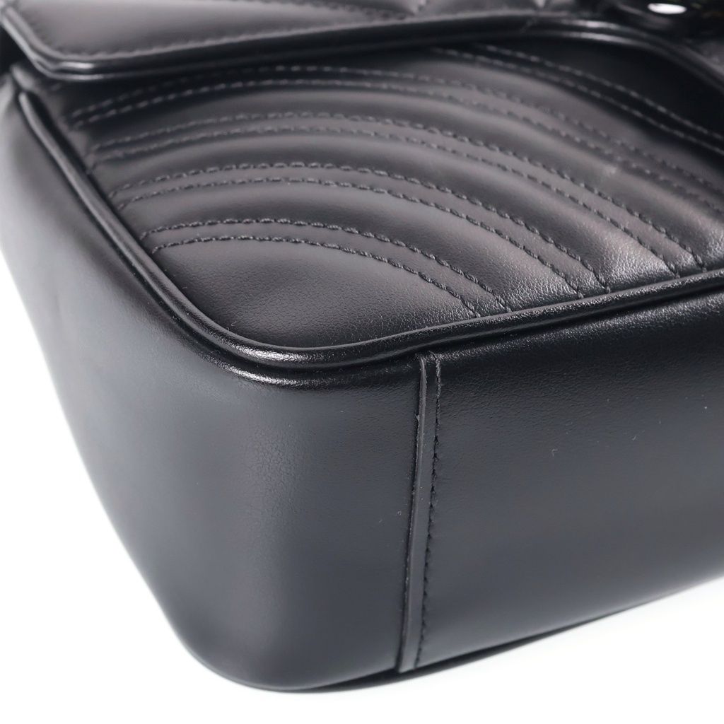 Gucci GG Marmont Chain Shoulder Bag Black Leather — view 5