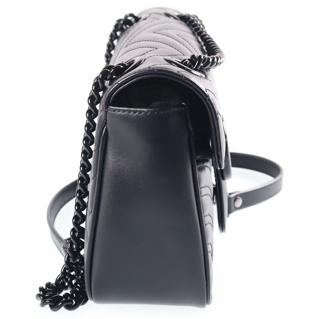 Gucci GG Marmont Chain Shoulder Bag Black Leather — view 3
