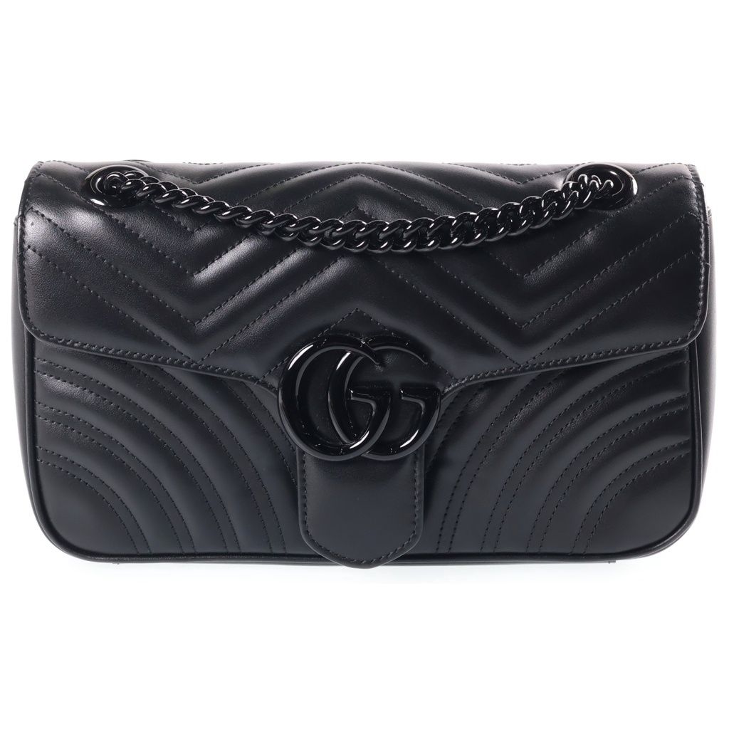 Gucci GG Marmont Chain Shoulder Bag Black Leather