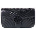 Gucci GG Marmont Chain Shoulder Bag Black Leather