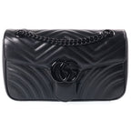 Gucci GG Marmont Chain Shoulder Bag Black Leather