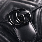 Gucci GG Marmont Chain Shoulder Bag Black Leather — view 6