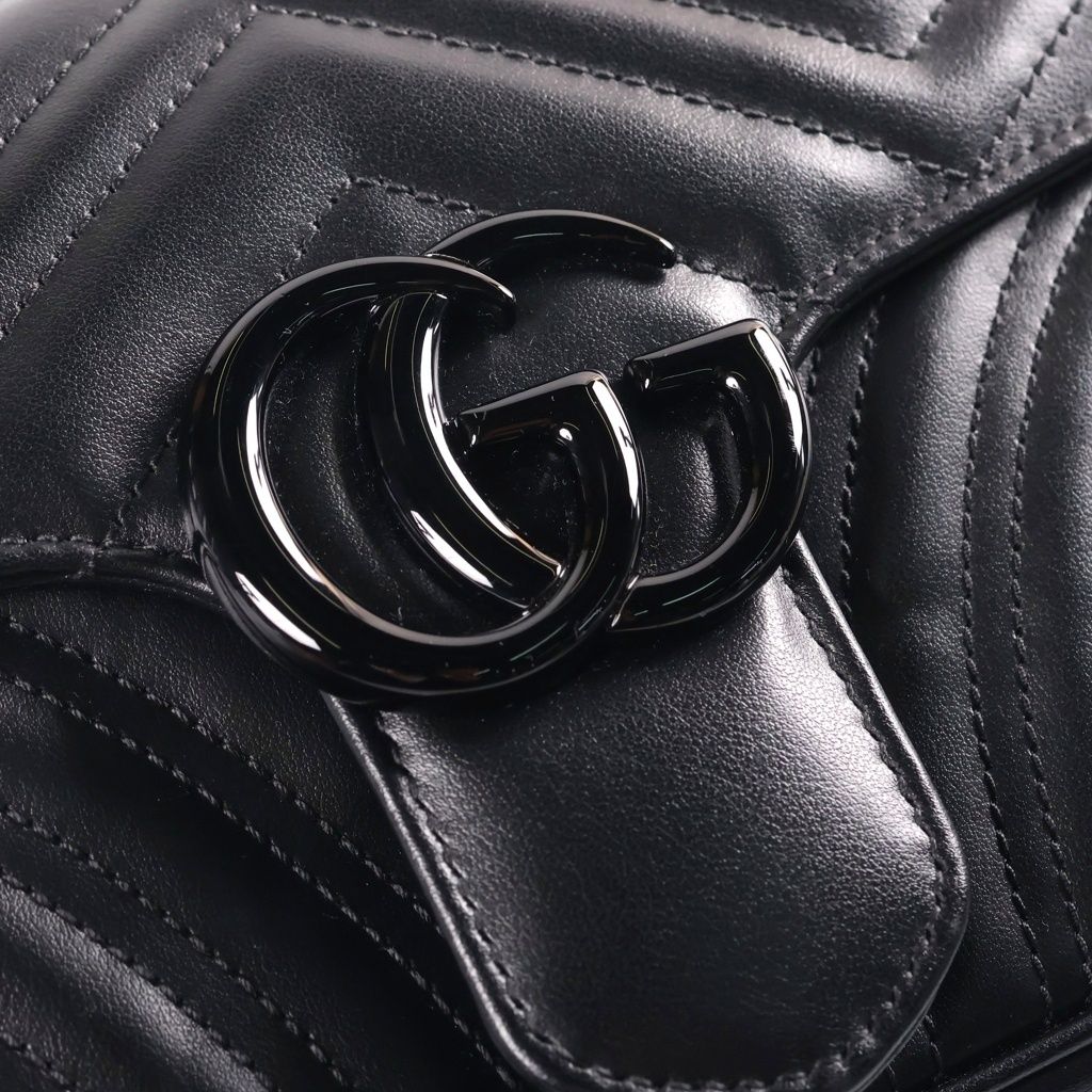 Gucci GG Marmont Chain Shoulder Bag Black Leather — view 6