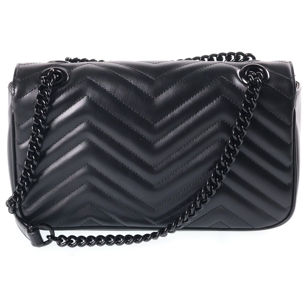 Gucci GG Marmont Chain Shoulder Bag Black Leather — view 2