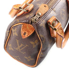 Louis Vuitton Monogram Mini Speedy 2-Way Shoulder Bag Mini Brown Leather Gold — view 8
