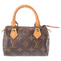 Louis Vuitton Monogram Mini Speedy 2-Way Shoulder Bag Mini Brown Leather Gold