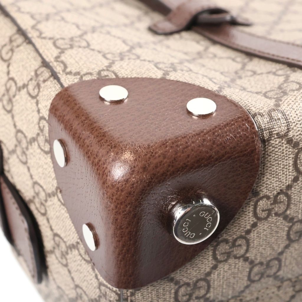 Gucci GG Supreme Tote Bag Brown Beige Leather Silver — view 7