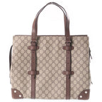 Gucci GG Supreme Tote Bag Brown Beige Leather Silver — view 2