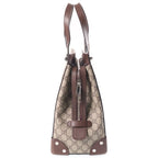Gucci GG Supreme Tote Bag Brown Beige Leather Silver — view 3