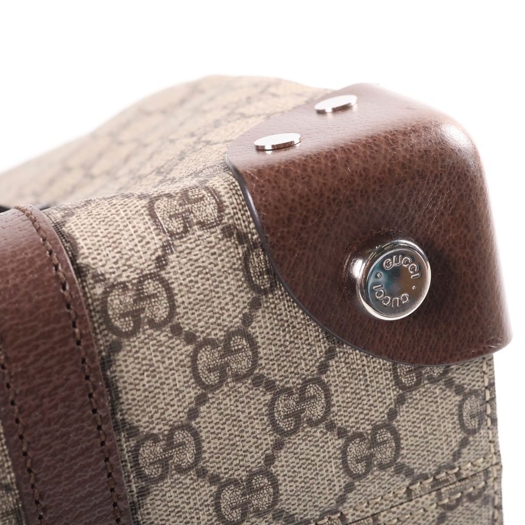 Gucci GG Supreme Tote Bag Brown Beige Leather Silver — view 6