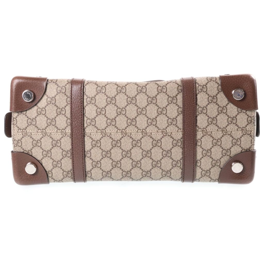 Gucci GG Supreme Tote Bag Brown Beige Leather Silver — view 4