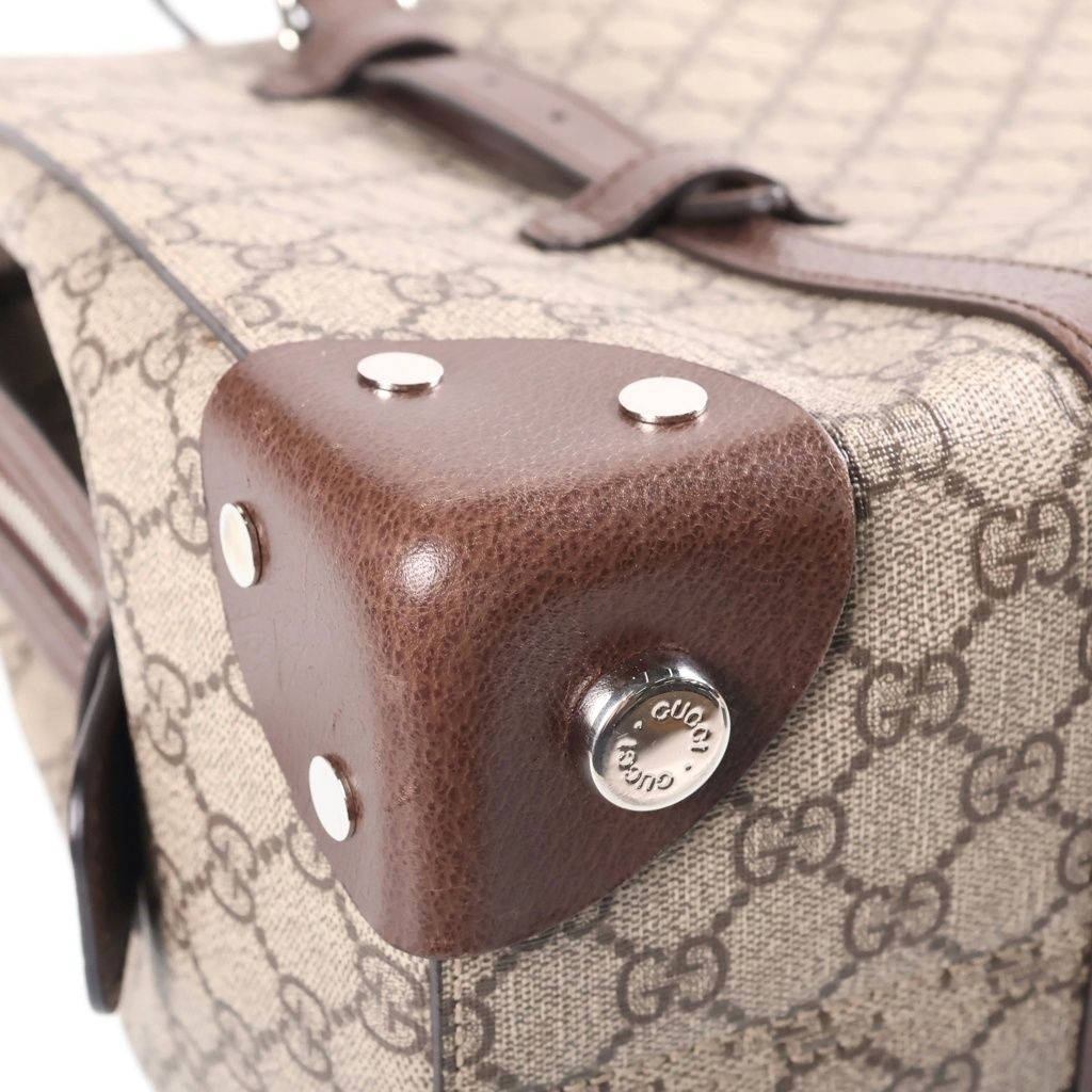 Gucci GG Supreme Tote Bag Brown Beige Leather Silver — view 5