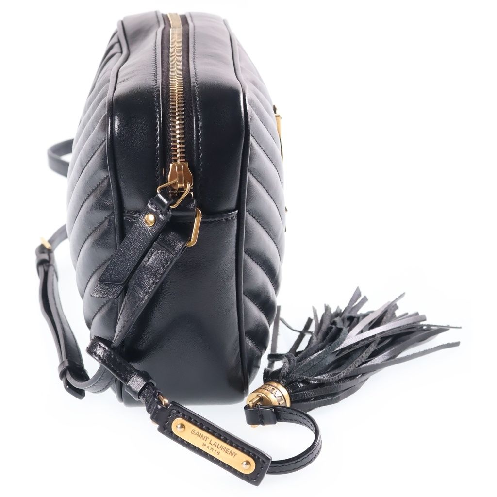 Saint Laurent Lou Fringe Camera Bag Black Leather Gold — view 3