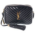 Saint Laurent Lou Fringe Camera Bag Black Leather Gold
