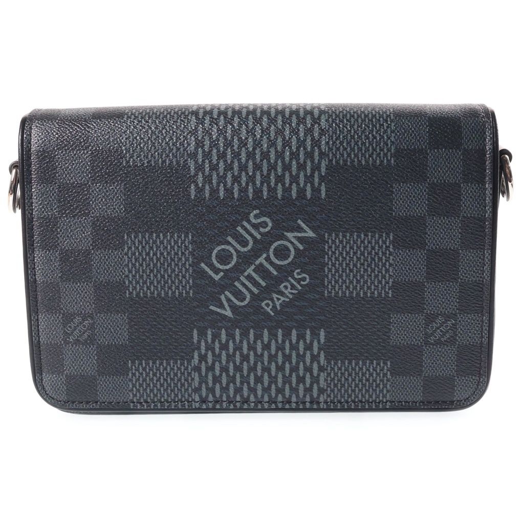 Louis Vuitton Damier Graphite Studio Messenger Shoulder Bag Black Leather Silver