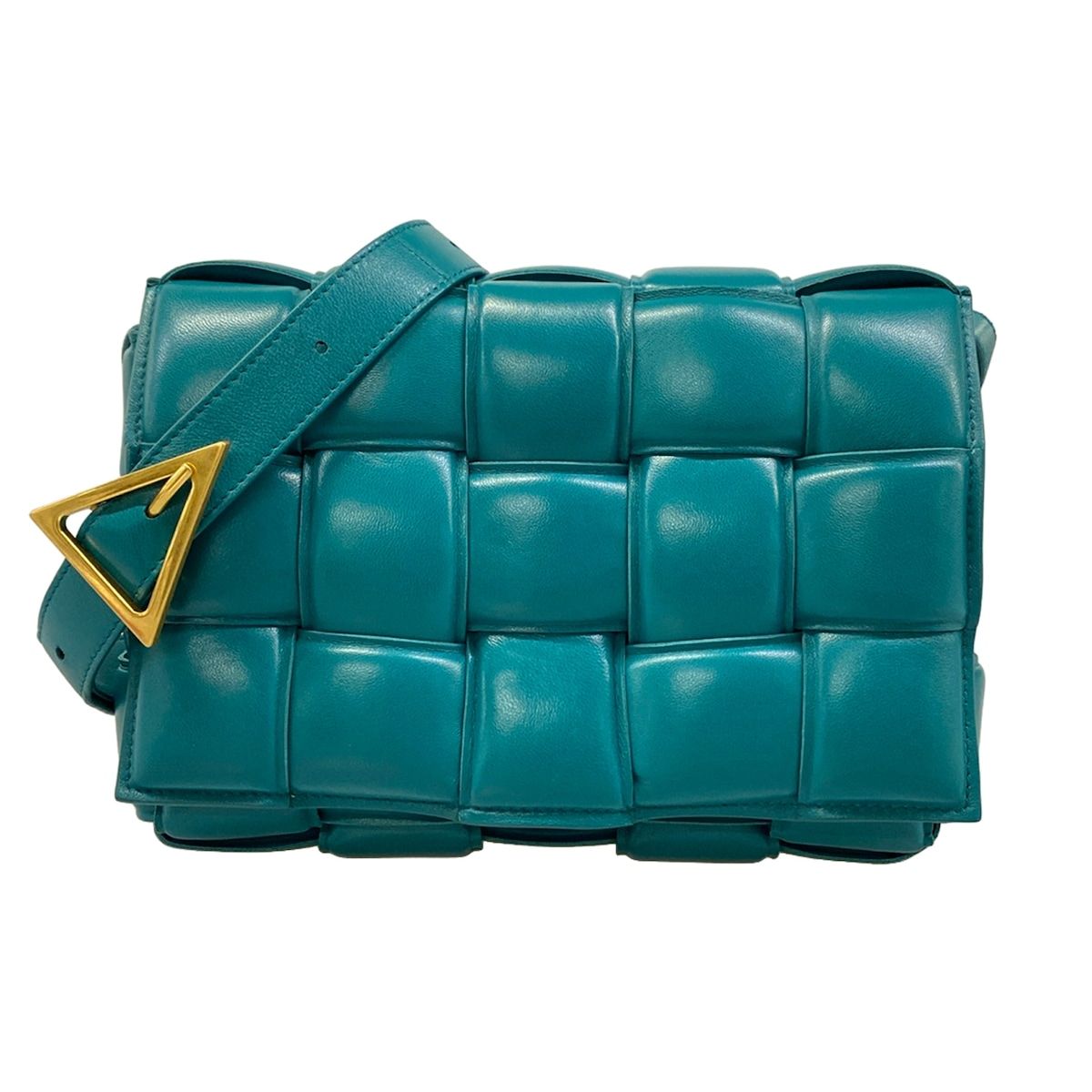 Bottega Veneta Shoulder Bag Padded Cassette Blue Green Lambskin