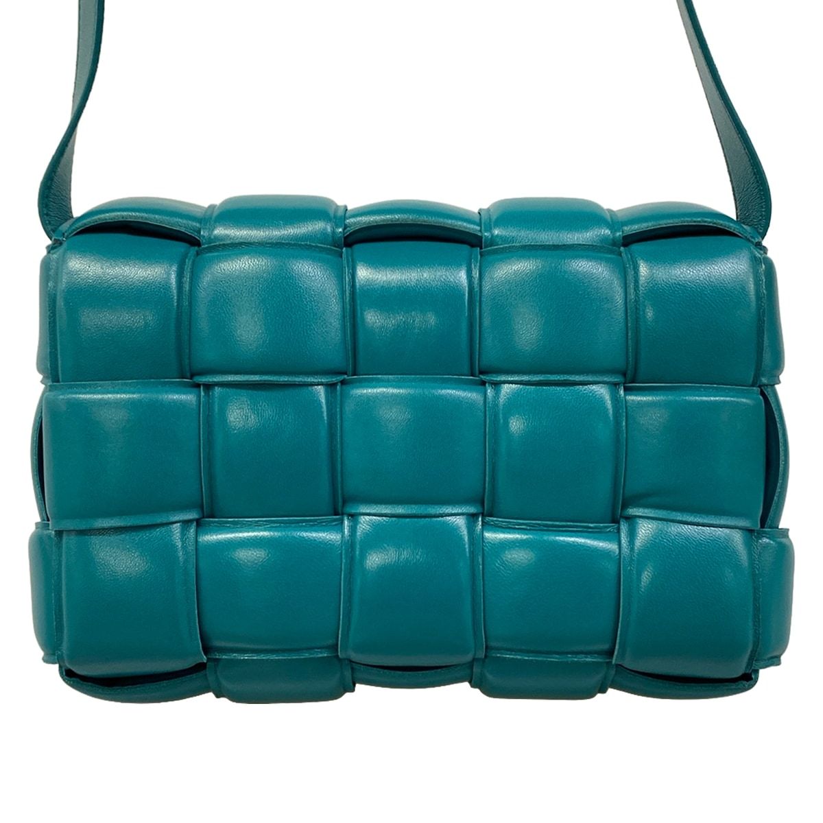 Bottega Veneta Shoulder Bag Padded Cassette Blue Green Lambskin — view 3