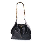 Chanel 25 Medium Black Caviar Leather Gold