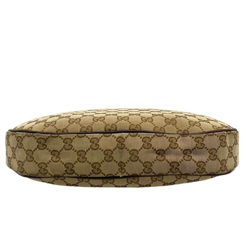 Gucci Shoulder Bag GG Pattern Beige Dark Brown Leather — view 5