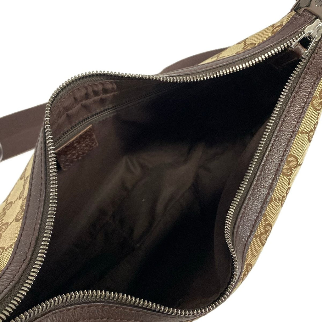 Gucci Shoulder Bag GG Pattern Beige Dark Brown Leather — view 7