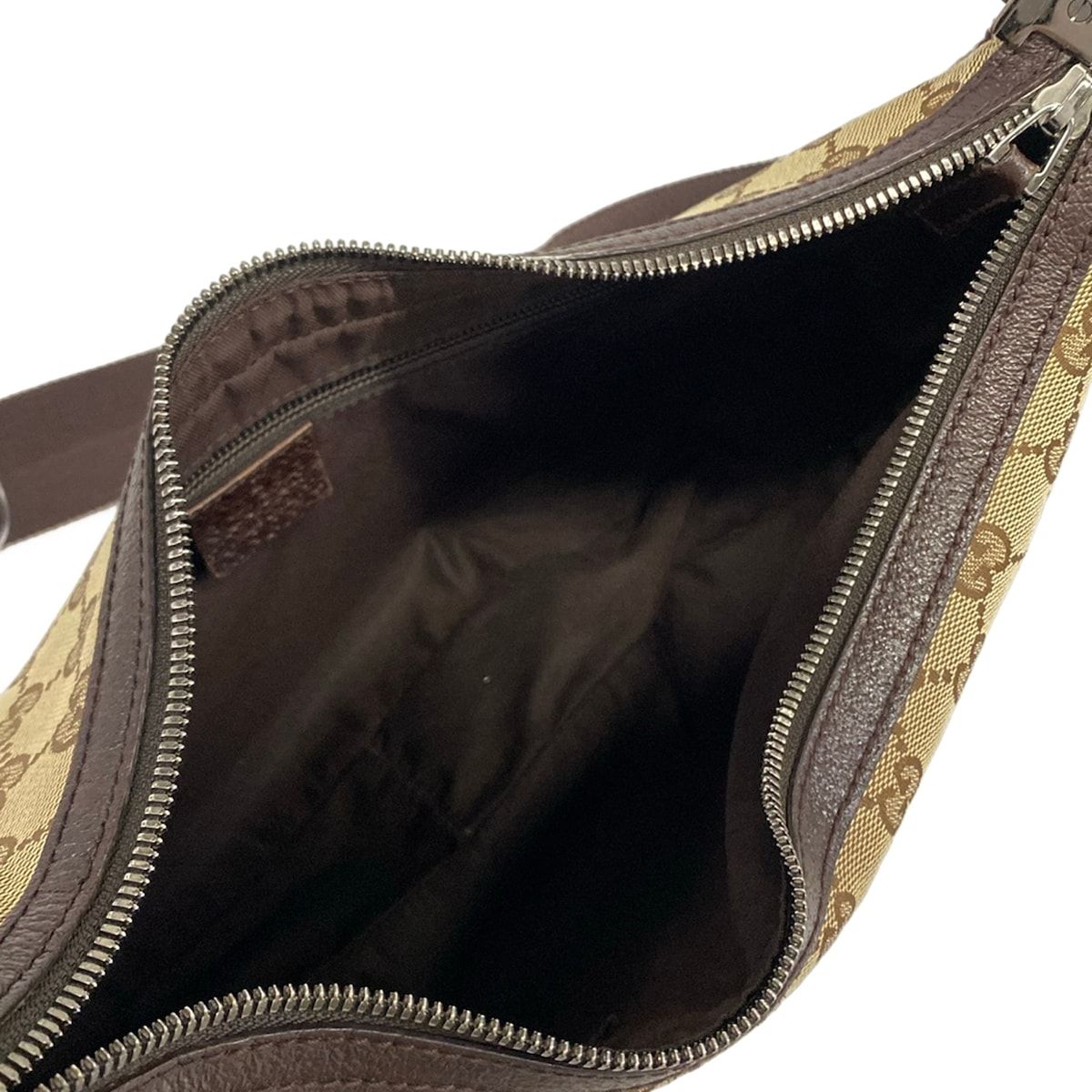 Gucci Shoulder Bag GG Pattern Beige Dark Brown Leather — view 7