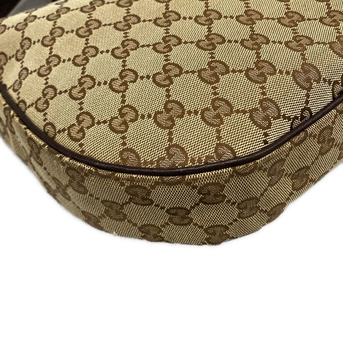 Gucci Shoulder Bag GG Pattern Beige Dark Brown Leather — view 6