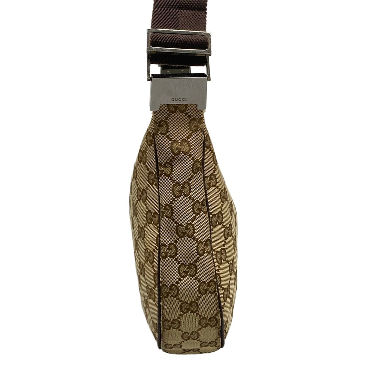 Gucci Shoulder Bag GG Pattern Beige Dark Brown Leather — view 4