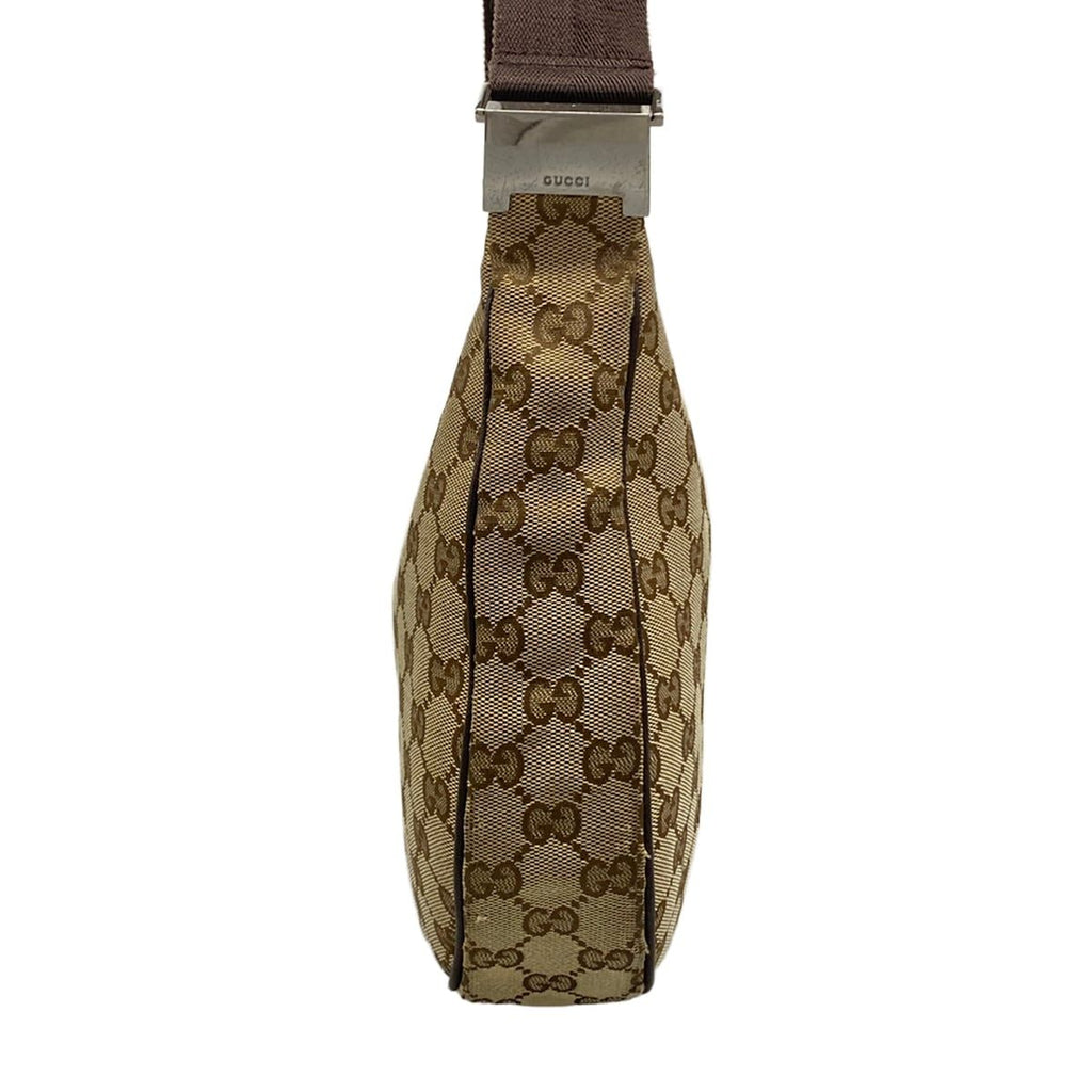 Gucci Shoulder Bag GG Pattern Beige Dark Brown Leather — view 2