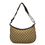 Gucci Shoulder Bag GG Pattern Beige Dark Brown Leather — view 3