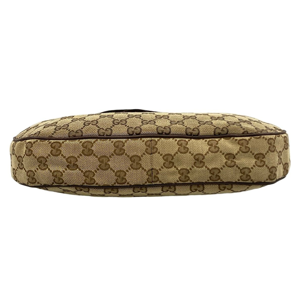 Gucci Shoulder Bag GG Pattern Beige Dark Brown Leather — view 5