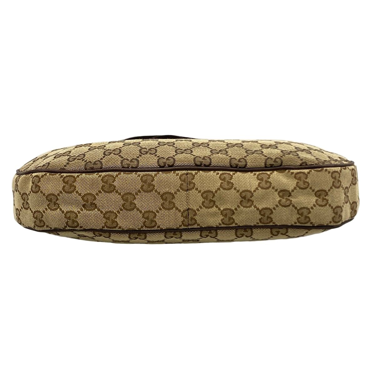 Gucci Shoulder Bag GG Pattern Beige Dark Brown Leather — view 5