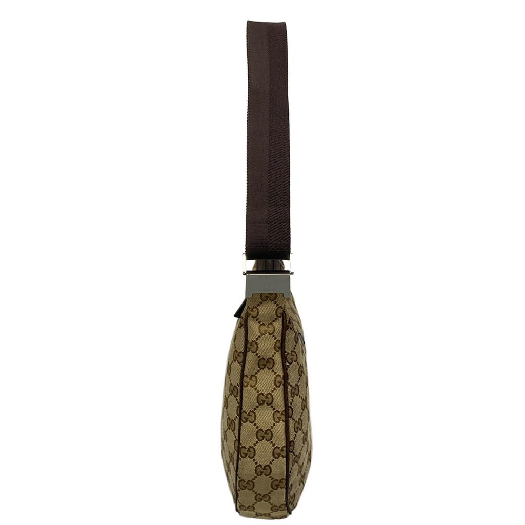 Gucci Shoulder Bag GG Pattern Beige Dark Brown Leather — view 2
