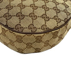 Gucci Shoulder Bag GG Pattern Beige Dark Brown Leather — view 6