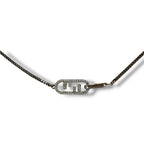 Fendi Wnecklace Olock Metal O'lock Rhinestone Necklace Silver Colored