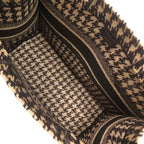 Dior Book Tote Bag Medium Houndstooth Pattern Canvas Beige Black — view 6