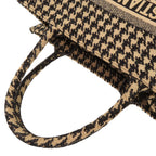 Dior Book Tote Bag Medium Houndstooth Pattern Canvas Beige Black — view 5