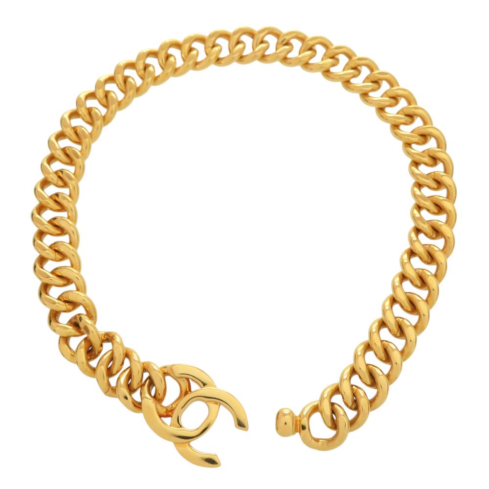 Chanel CC Logo Turnlock Vintage Choker Metal Gold 95 Necklace — view 4