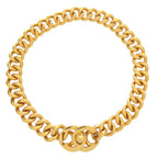 Chanel CC Logo Turnlock Vintage Choker Metal Gold 95 Necklace